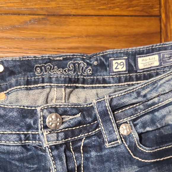 Miss Me Dark Blue Skinny Jeans with Embellished Pocket - Picture 7 of 8